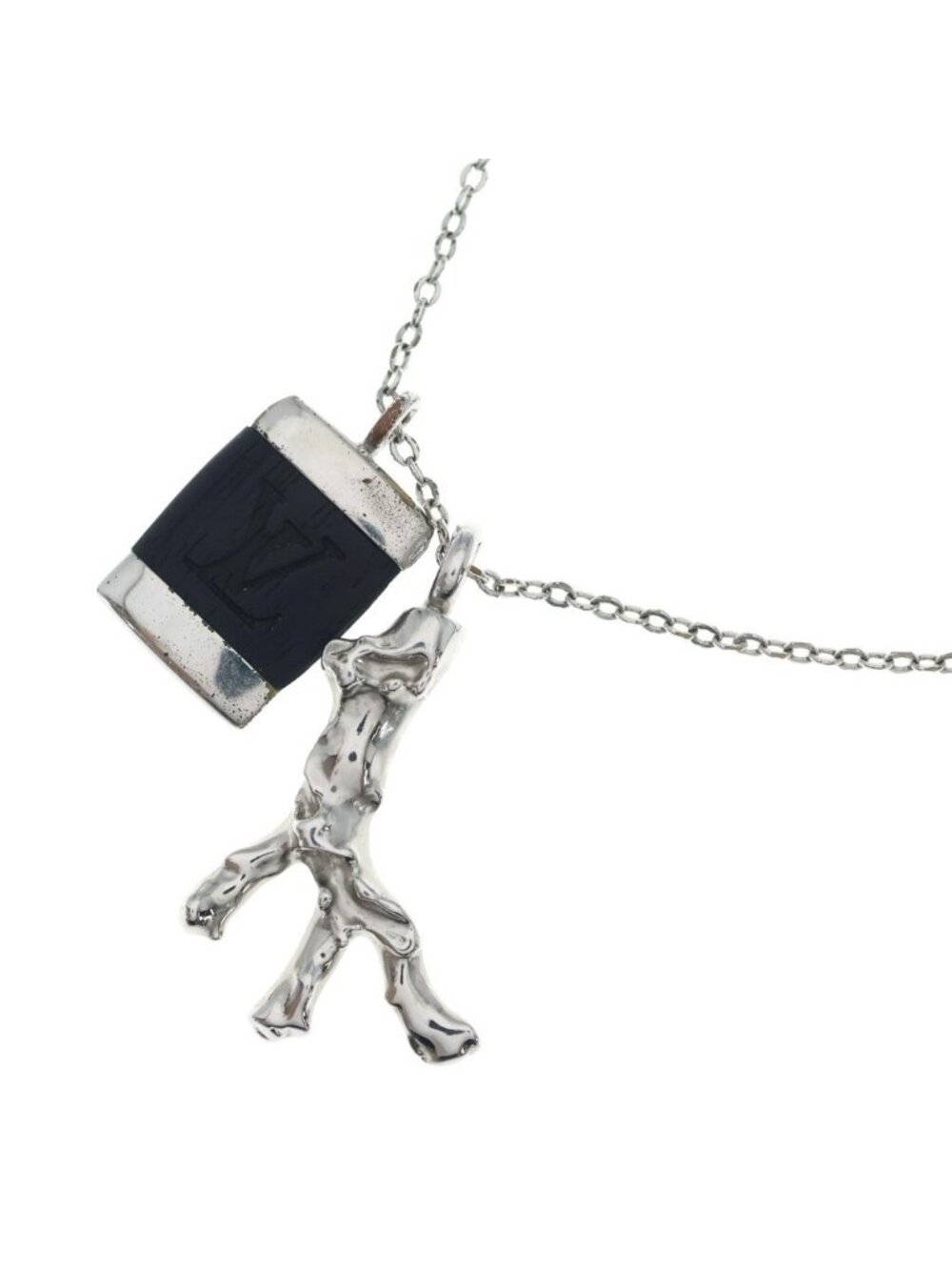 Louis Vuitton Pendentif Bois Necklace Silver Metal